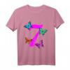 Kinder Mädchen T-Shirt zum 7. Geburtstag mit Schmetterling - Perfekt für kleine Prinzessinnen & Kindergeburtstag