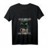Damen T-Shirt mit böser Katze & Kaffee – Humorvolles Guten Morgen Spruch, Dünnes Eis V-Ausschnitt