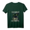 Damen T-Shirt mit böser Katze & Kaffee – Humorvolles Guten Morgen Spruch, Dünnes Eis V-Ausschnitt