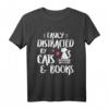 Easily Distracted by Cats & Books - Witziges Katzen T-Shirt als Geschenk zum Geburtstag oder Weihnachten für Katzenliebhaber