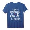 Easily Distracted by Cats & Books - Witziges Katzen T-Shirt als Geschenk zum Geburtstag oder Weihnachten für Katzenliebhaber