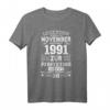 Lustiges 30. Geburtstag T-Shirt für Jahrgang 1991 – Vintage Stil Geschenkidee für Männer, Frauen, Familie & Kollegen