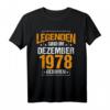 Legenden Sind Im Dezember 1978 Geboren - Vintage Geburtstags T-Shirt für Männer und Frauen, Geschenkidee zum 1978er Geburtstag