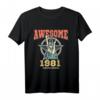 Awesome Since 1981 Geburtstagsgeschenk für 39-Jährige – Vintage Heavy-Metal T-Shirt für Rocker und Metal-Fans