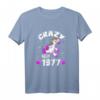 Crazy seit 1977 46. Geburtstag T-Shirt - Lustiges Geschenk für Frauen des Jahrgangs 1977 mit pinkem Einhorn