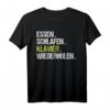 Essen Schlafen Klavier Wiederholen T-Shirt – Lustiges Musik Geschenk für Musiker, Klavierliebhaber & Gag Freunde zum Geburtstag & Weihnachten