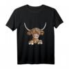 Schottisches Hochlandrind Kopf T-Shirt – Lustiges Comic Style Kuhmotiv, ideales Geschenk für Kinder, Tierliebhaber & Humor-Fans zu Geburtstag & Weihnachten