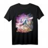 Space Cat Riding Unicorn T-Shirt mit Regenbogen und Laser - Buntes Fantasy-Kleidungsstück für Kinder
