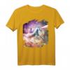 Space Cat Riding Unicorn T-Shirt mit Regenbogen und Laser - Buntes Fantasy-Kleidungsstück für Kinder