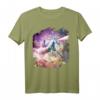 Space Cat Riding Unicorn T-Shirt mit Regenbogen und Laser - Buntes Fantasy-Kleidungsstück für Kinder