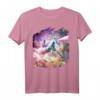 Space Cat Riding Unicorn T-Shirt mit Regenbogen und Laser - Buntes Fantasy-Kleidungsstück für Kinder