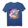 Space Cat Riding Unicorn T-Shirt mit Regenbogen und Laser - Buntes Fantasy-Kleidungsstück für Kinder