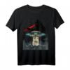 Funny Ufo Alien Black Cat Laser Eye Vintage T-Shirt für Männer und Frauen - Humorvolles Sci-Fi Design