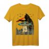 Funny Ufo Alien Black Cat Laser Eye Vintage T-Shirt für Männer und Frauen - Humorvolles Sci-Fi Design