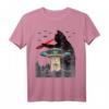 Funny Ufo Alien Black Cat Laser Eye Vintage T-Shirt für Männer und Frauen - Humorvolles Sci-Fi Design