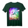 Space Cat Riding Einhorn T-Shirt mit Laser, Tacos und Regenbogen – Buntes, lustiges Trendshirt für Katzen- und Einhorn-Fans