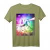 Space Cat Riding Einhorn T-Shirt mit Laser, Tacos und Regenbogen – Buntes, lustiges Trendshirt für Katzen- und Einhorn-Fans