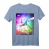 Space Cat Riding Einhorn T-Shirt mit Laser, Tacos und Regenbogen – Buntes, lustiges Trendshirt für Katzen- und Einhorn-Fans