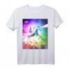Space Cat Riding Einhorn T-Shirt mit Laser, Tacos und Regenbogen – Buntes, lustiges Trendshirt für Katzen- und Einhorn-Fans