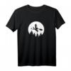 Damen Hexe auf Besen vor Mond T-Shirt – Magie, Mystik & Hexen Fan Geschenk für Halloween, Fasching & Alltag