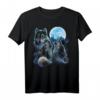 Drei Wölfe heulen und Mond T-Shirt – Lustiges Tierdesign für Wolfsliebhaber & Naturfreunde