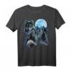 Drei Wölfe heulen und Mond T-Shirt – Lustiges Tierdesign für Wolfsliebhaber & Naturfreunde
