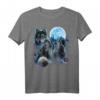 Drei Wölfe heulen und Mond T-Shirt – Lustiges Tierdesign für Wolfsliebhaber & Naturfreunde