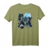 Damen T-Shirt mit drei Wölfen Heulen und Mond - Lustiges und Kreatives Wolfsthema für Tierliebhaber mit Humor