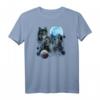 Damen T-Shirt mit drei Wölfen Heulen und Mond - Lustiges und Kreatives Wolfsthema für Tierliebhaber mit Humor
