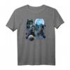 Damen T-Shirt mit drei Wölfen Heulen und Mond - Lustiges und Kreatives Wolfsthema für Tierliebhaber mit Humor