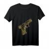 Damen Halbautomatische Pistole mit Paisley-Muster T-Shirt im V-Ausschnitt – Stilvolles Design für Feuerwaffenliebhaberinnen