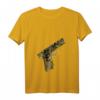 Damen Halbautomatische Pistole mit Paisley-Muster T-Shirt im V-Ausschnitt – Stilvolles Design für Feuerwaffenliebhaberinnen