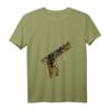 Damen Halbautomatische Pistole mit Paisley-Muster T-Shirt im V-Ausschnitt – Stilvolles Design für Feuerwaffenliebhaberinnen