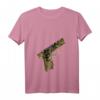 Damen Halbautomatische Pistole mit Paisley-Muster T-Shirt im V-Ausschnitt – Stilvolles Design für Feuerwaffenliebhaberinnen