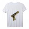 Damen Halbautomatische Pistole mit Paisley-Muster T-Shirt im V-Ausschnitt – Stilvolles Design für Feuerwaffenliebhaberinnen