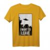 Science Fiction T-Shirt mit UFO-Design 'I want to leave' – Perfekt für Sci-Fi Fans, Raumfahrt- und Alien-Enthusiasten, ideal als Geschenk