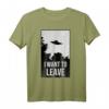 Science Fiction T-Shirt mit UFO-Design 'I want to leave' – Perfekt für Sci-Fi Fans, Raumfahrt- und Alien-Enthusiasten, ideal als Geschenk
