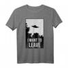 Science Fiction T-Shirt mit UFO-Design 'I want to leave' – Perfekt für Sci-Fi Fans, Raumfahrt- und Alien-Enthusiasten, ideal als Geschenk