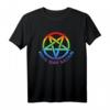 Hail Gay Satan Pentagramm T-Shirt – Bunte LGBTQ Farben, Goth Kleidung & Satanismus Geschenk für Schwule, Lesben & Paare