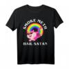 Witziges Satanisches Katzen-Einhorn T-Shirt mit 'Smoke Meth Hail Satan' - Perfekt für Metal, Punk, Goth & dunklen Humor