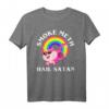 Witziges Satanisches Katzen-Einhorn T-Shirt mit 'Smoke Meth Hail Satan' - Perfekt für Metal, Punk, Goth & dunklen Humor
