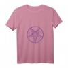 Damen Satanic Pentagramm Stern Baphomet T-Shirt - Violett Gothic Mode mit Satan-Design, ideal für Gothic- und Okkult-Liebhaber