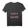 Damen Satan is my Sugar Daddy T-Shirt - Humorvolles Heavy V-Ausschnitt Shirt mit Ironie, perfektes Geschenk für Frauen und Mädchen zu Weihnachten, Geburtstag oder Jubiläum