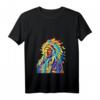 Damen Indianer Cheffedern Spirituelles T-Shirt mit V-Ausschnitt – Buntes Boho Indianer T-Shirt für Spirituelle und Indianer-Fans