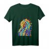 Damen Indianer Cheffedern Spirituelles T-Shirt mit V-Ausschnitt – Buntes Boho Indianer T-Shirt für Spirituelle und Indianer-Fans