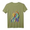 Damen Indianer Cheffedern Spirituelles T-Shirt mit V-Ausschnitt – Buntes Boho Indianer T-Shirt für Spirituelle und Indianer-Fans