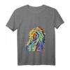 Damen Indianer Cheffedern Spirituelles T-Shirt mit V-Ausschnitt – Buntes Boho Indianer T-Shirt für Spirituelle und Indianer-Fans