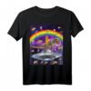 Rainbow Laser Eye Space Cat Riding T-Rex T-Shirt – Lustiges Tier- und Dinosaurier-Motiv für Trendsetter