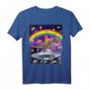 Rainbow Laser Eye Space Cat Riding T-Rex T-Shirt – Lustiges Tier- und Dinosaurier-Motiv für Trendsetter