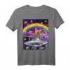Rainbow Laser Eye Space Cat Riding T-Rex T-Shirt – Lustiges Tier- und Dinosaurier-Motiv für Trendsetter